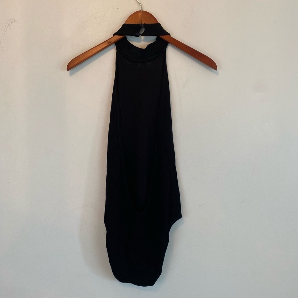 ⚡️ZARA Black Open Back Halter Top Backless Bodysuit Ribbed Sleeveless Shirt | M - Picture 4 of 6